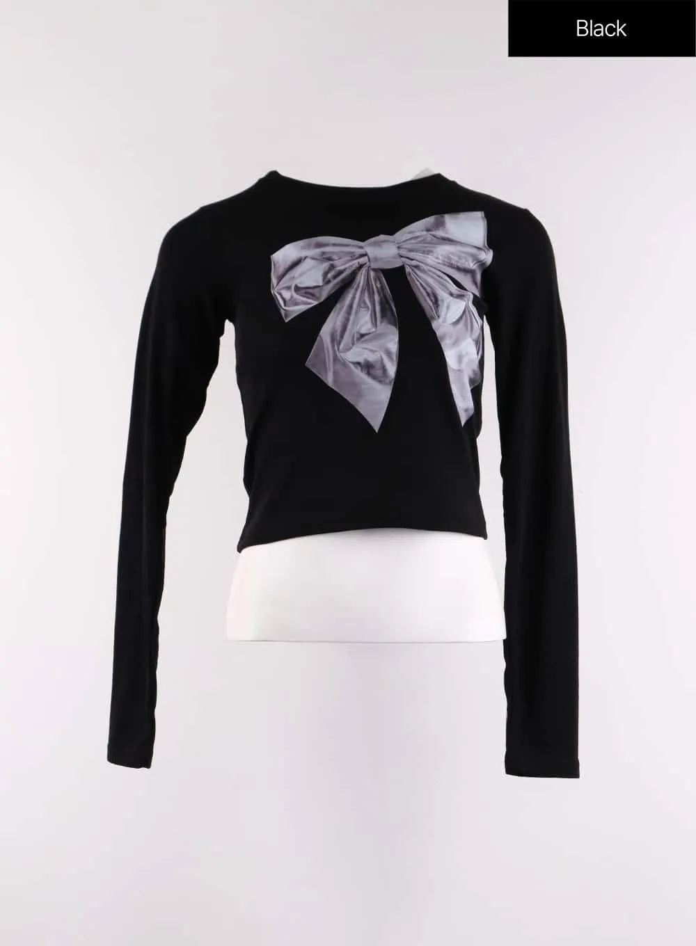 Graphic Ribbon Printed Crop Tee CF405