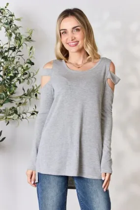 Hailey & Co Cutout Cold Shoulder Long Sleeve Top