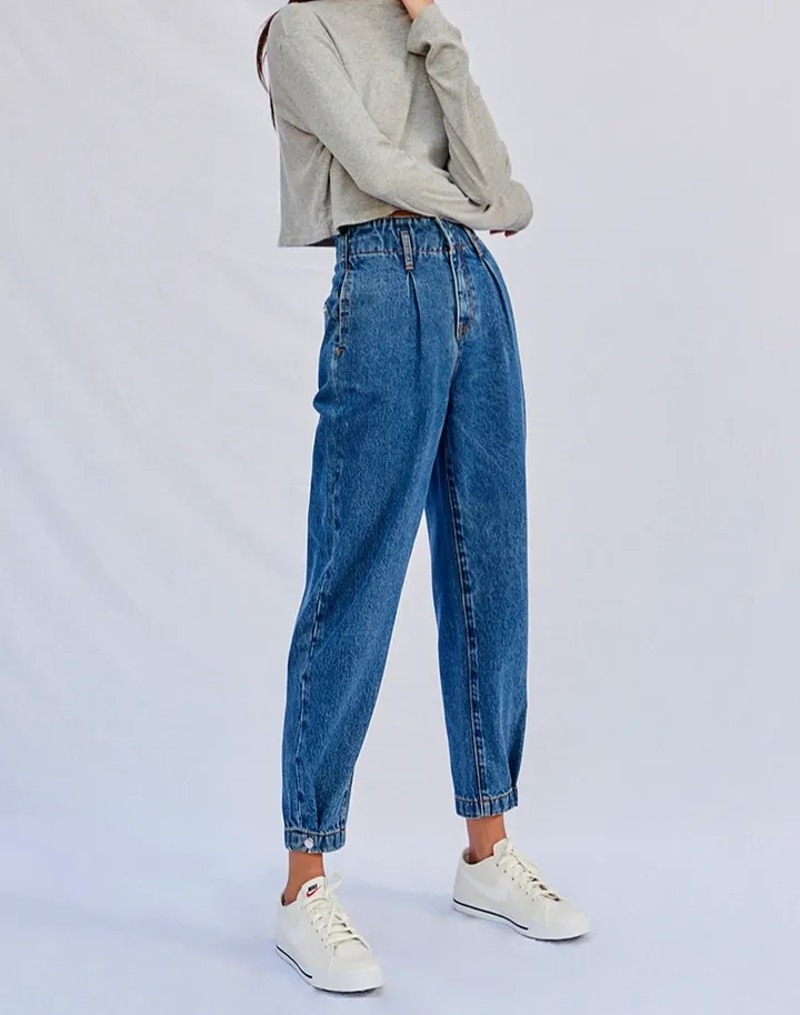 Heather Pleated Balloon Denim