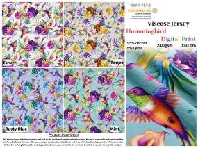 Hummingbird Viscose Spandex  Jersey  Fabric - 5098