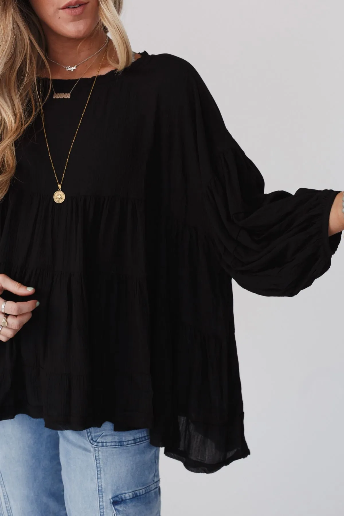 In The Clouds Tunic Top - Black