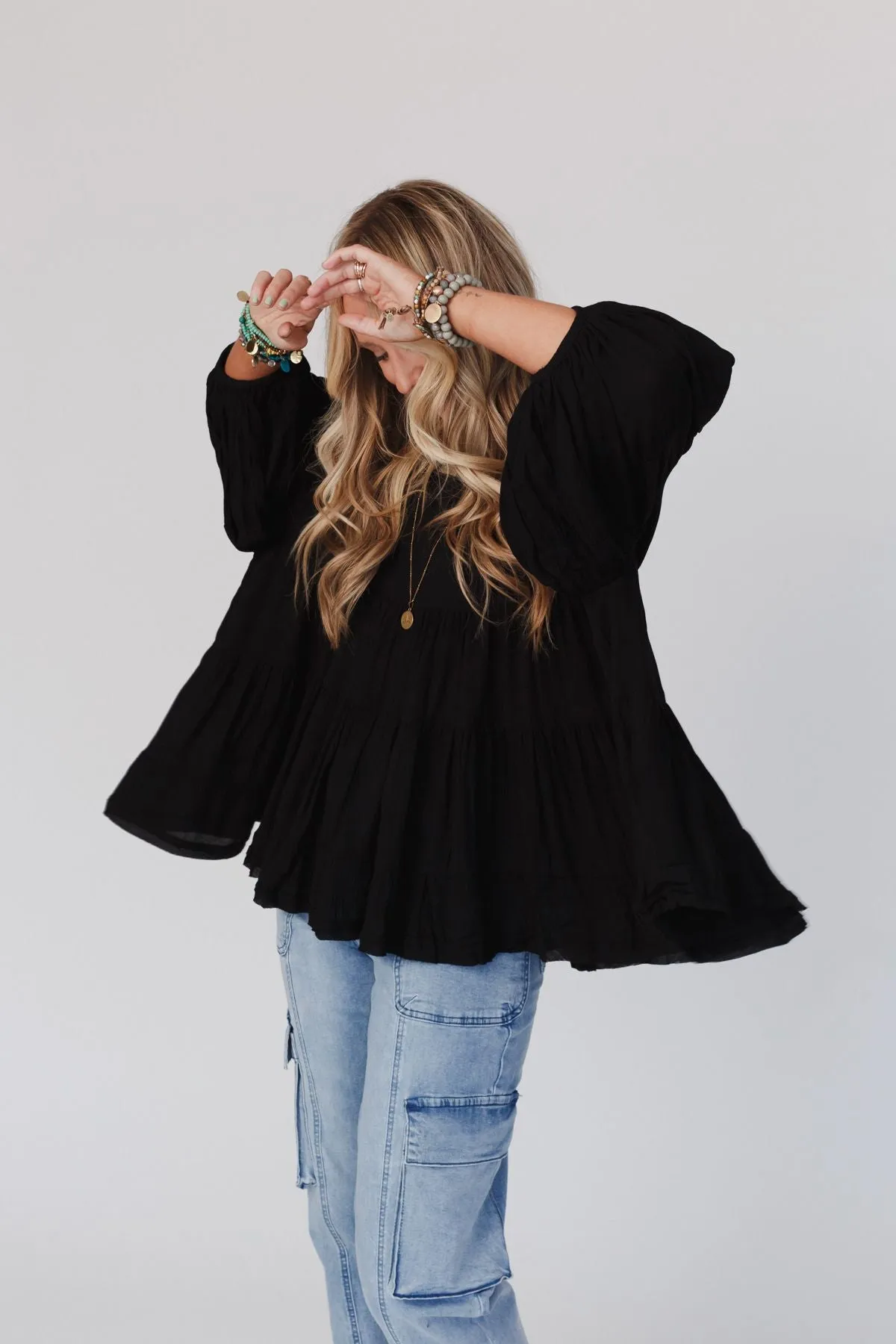 In The Clouds Tunic Top - Black