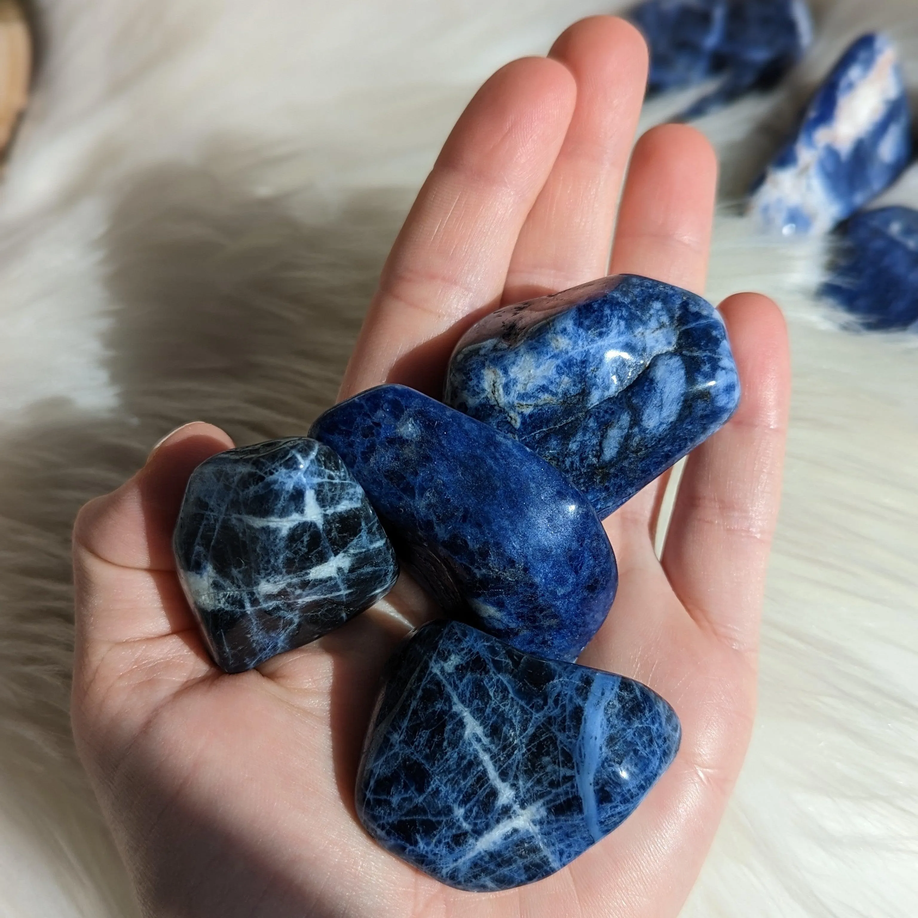 Incredible Grade A Blue Sodalite Tumbled Stones ~ Set of 4