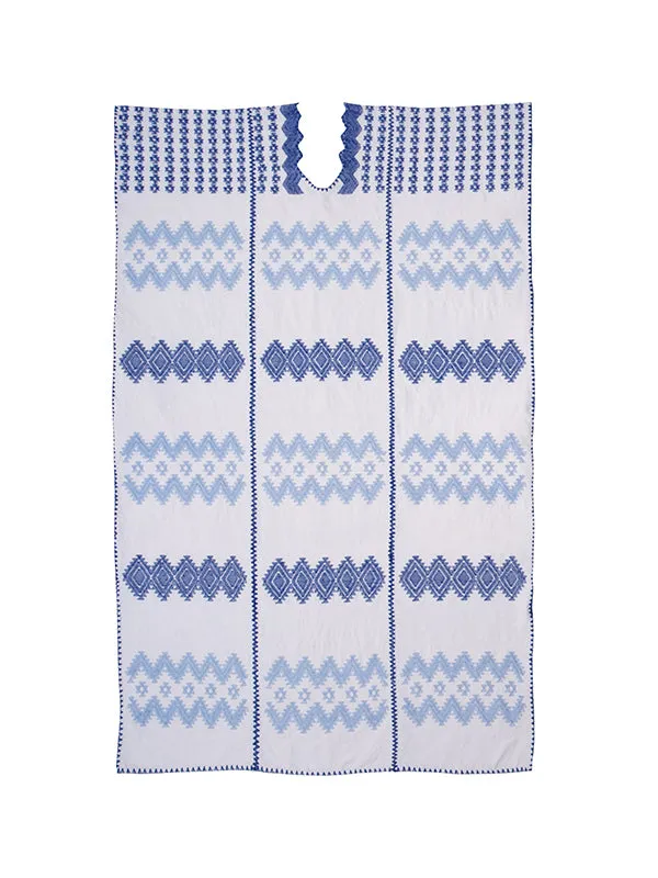 Kaftan 8 Three Panel Midi in White/Blue