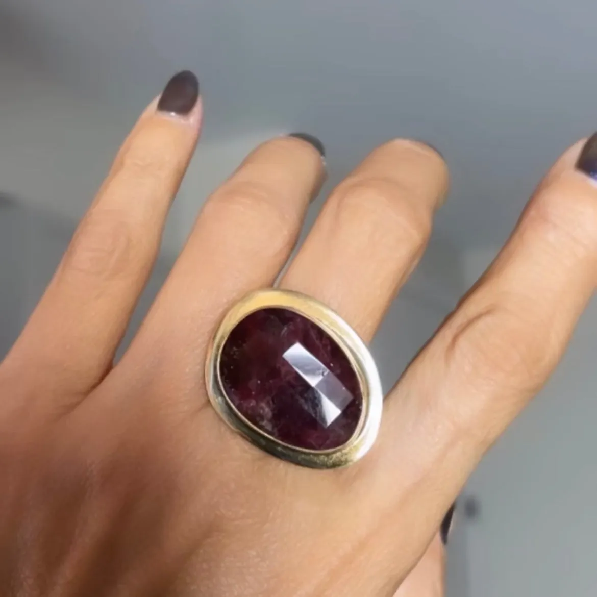 Large plum tourmaline ring