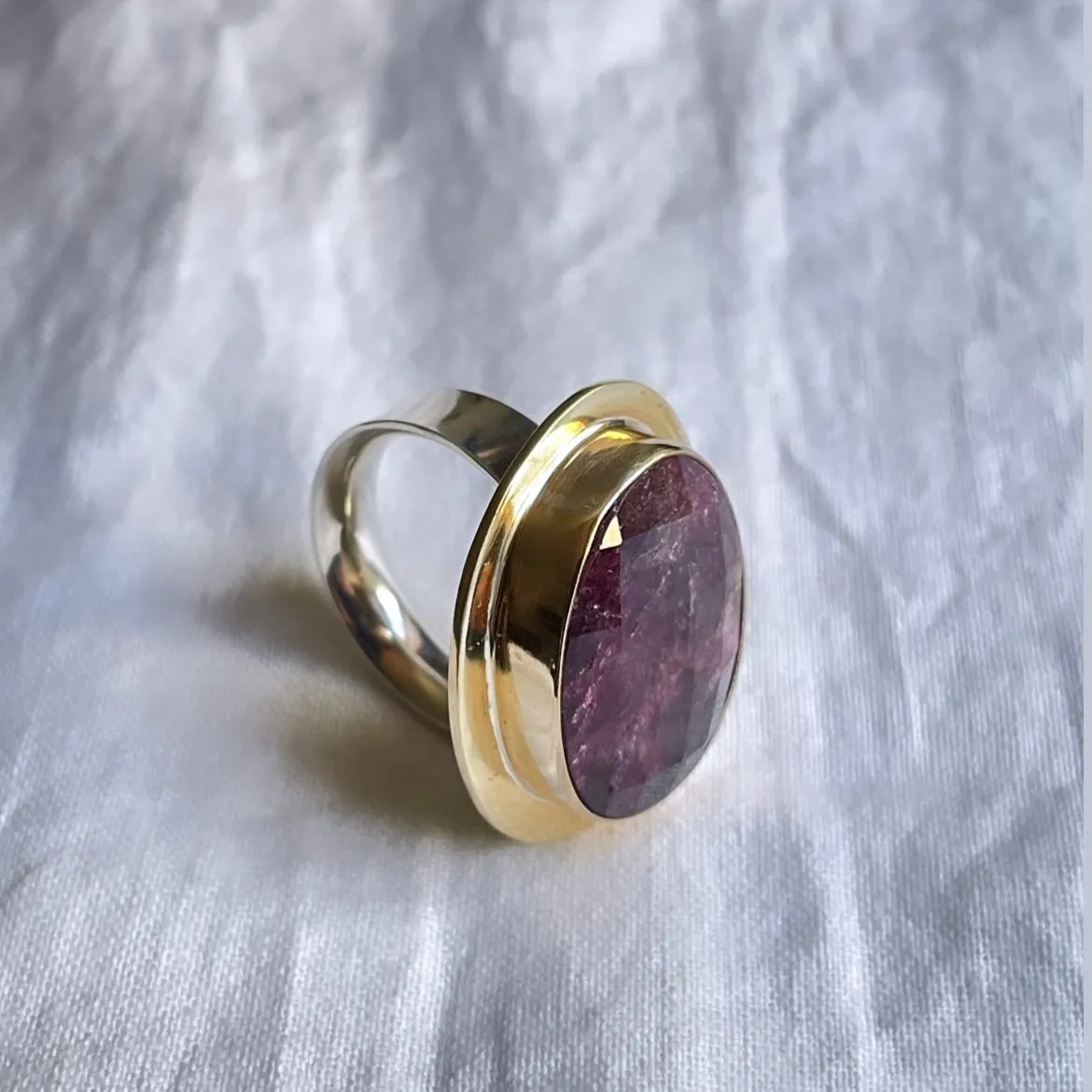 Large plum tourmaline ring