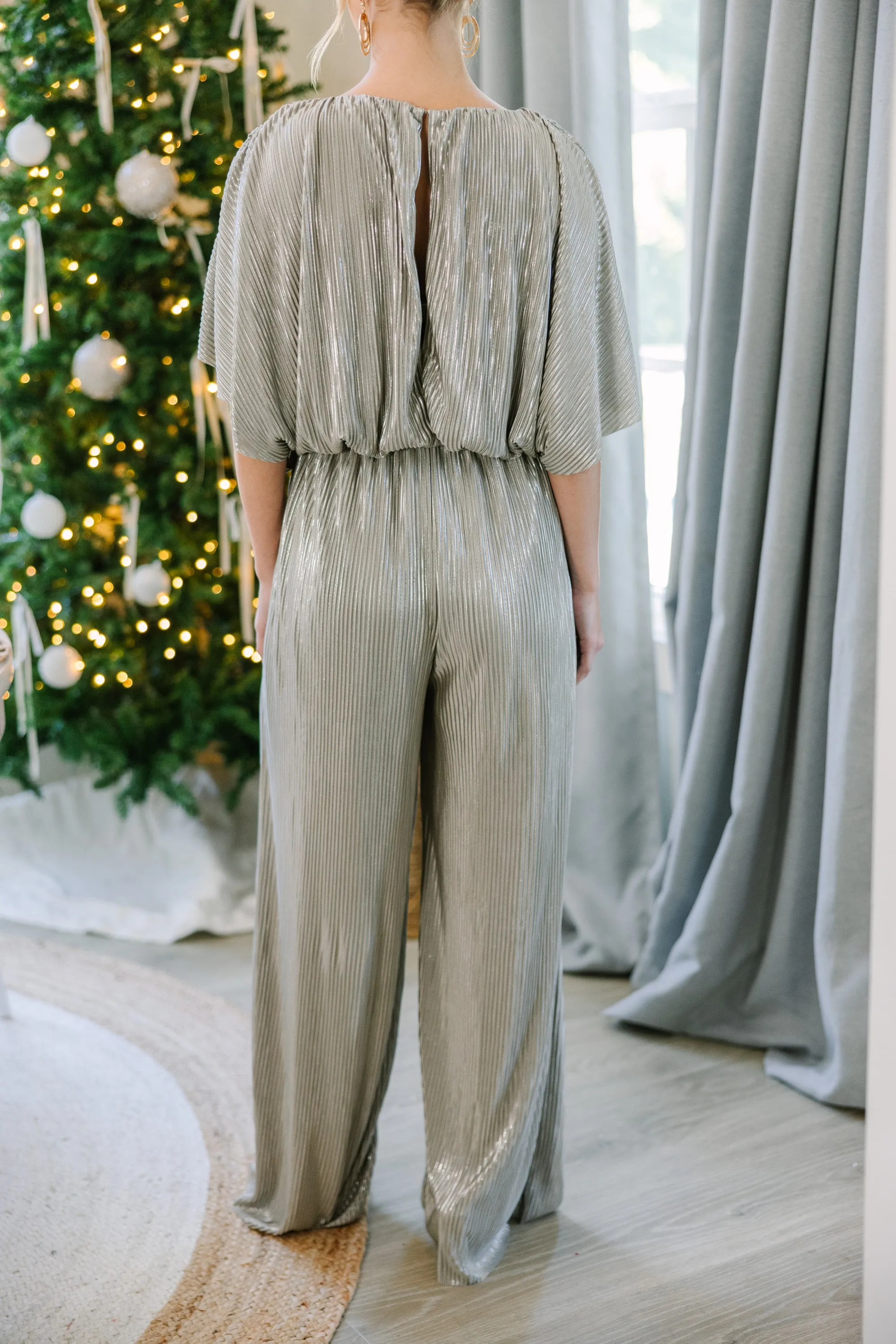 Last Chance Champagne Metallic Jumpsuit