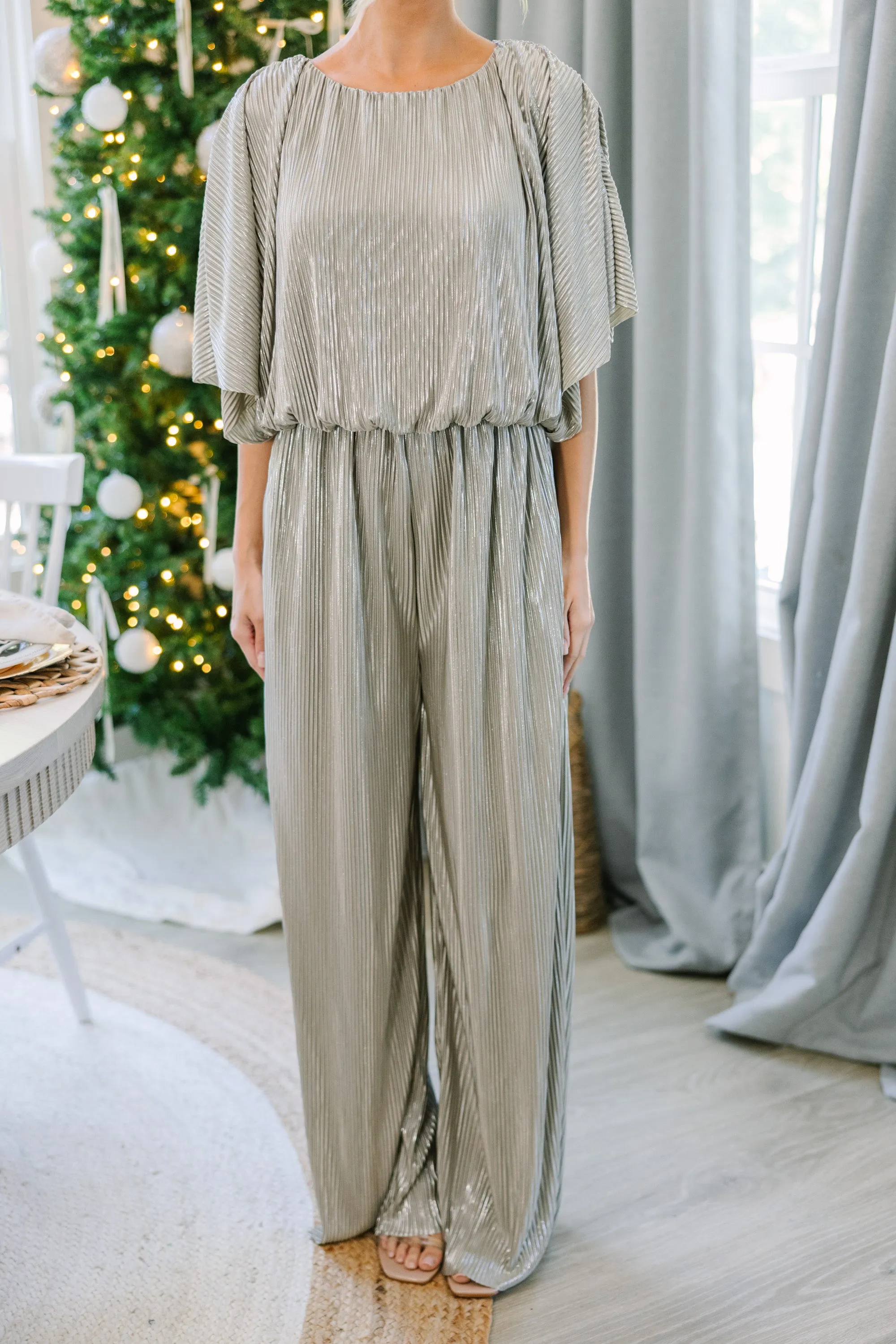 Last Chance Champagne Metallic Jumpsuit