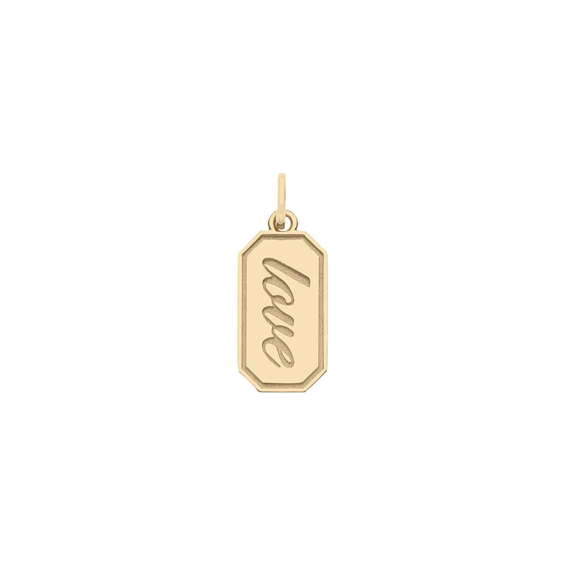 LOVE Tag Engravable Charm in Solid Gold