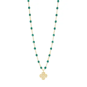 Lucky Clover Classic Gigi Emerald diamond necklace, Yellow Gold, 16.5"