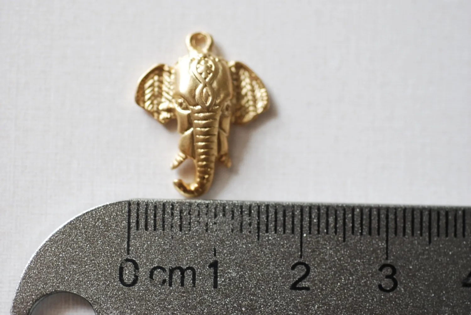 Matte Vermeil Wholesale Gold Elephant Head Charm - 18k gold plated over 925 sterling silver, animal pendant, lucky elephant charm, Safari Elephant,139