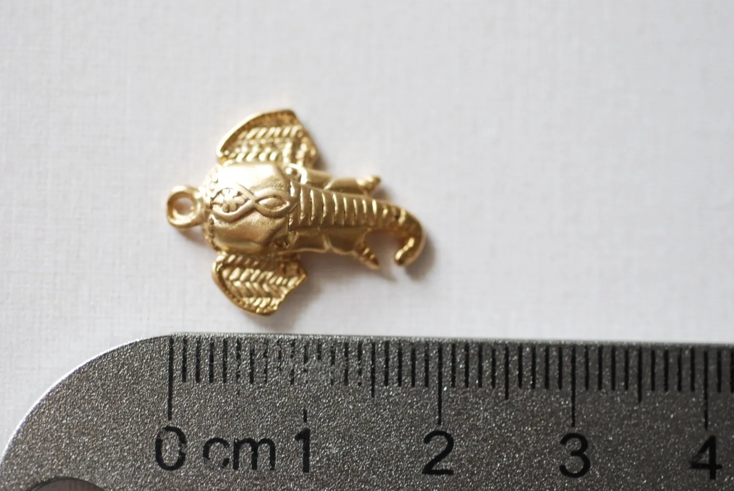 Matte Vermeil Wholesale Gold Elephant Head Charm - 18k gold plated over 925 sterling silver, animal pendant, lucky elephant charm, Safari Elephant,139