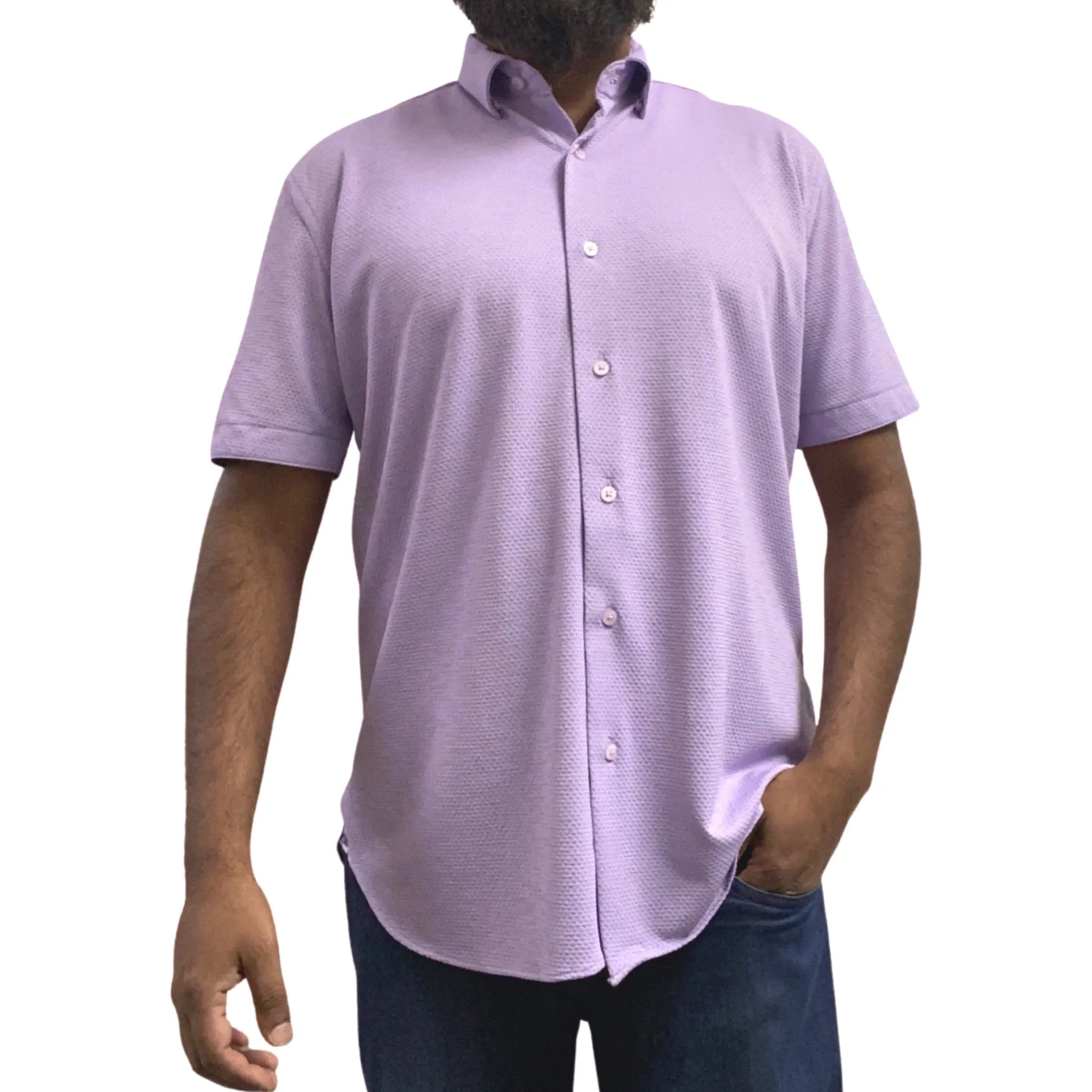 Max Coltan Men's Purple Stretch Button-Up Shirt - Style 4853