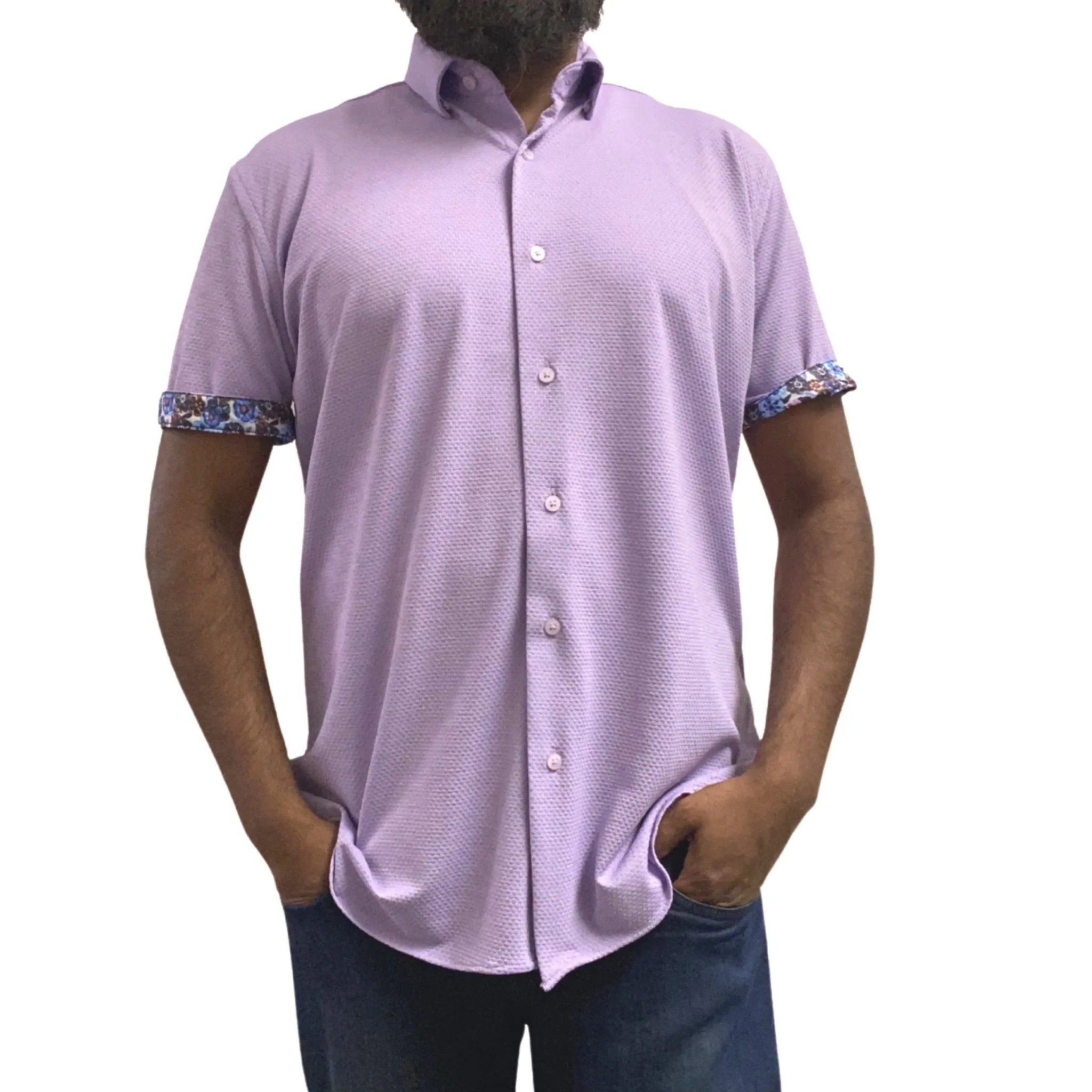 Max Coltan Men's Purple Stretch Button-Up Shirt - Style 4853