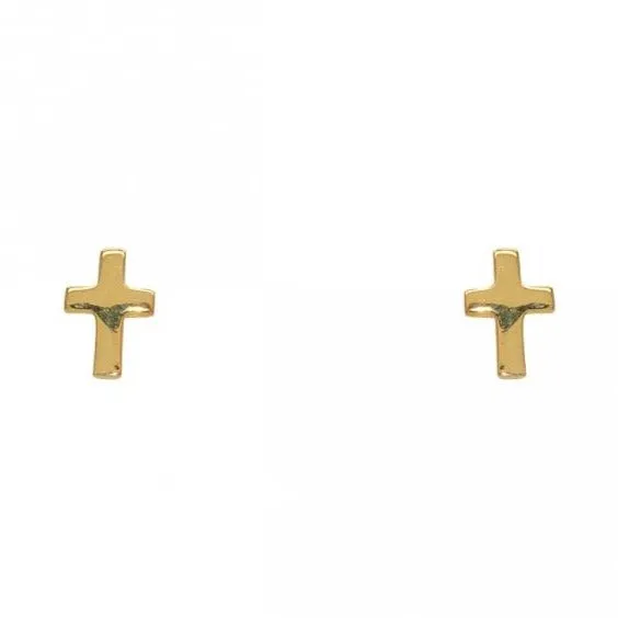 Mini Gold Plated Cross Post Earrings