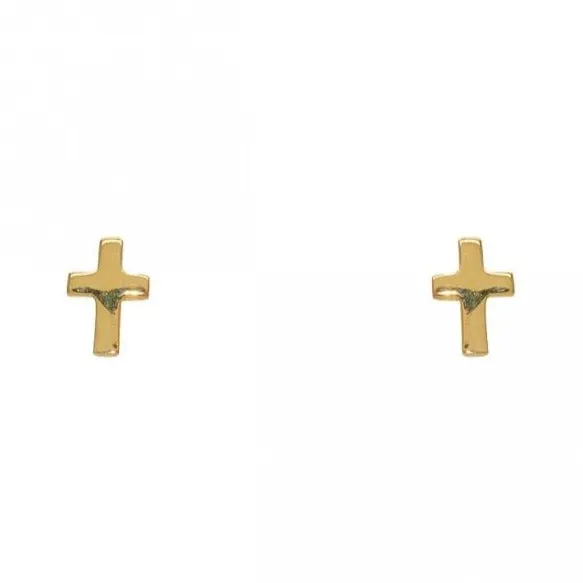 Mini Gold Plated Cross Post Earrings