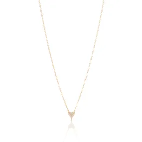 Mini Pave Heart Necklace - Gold