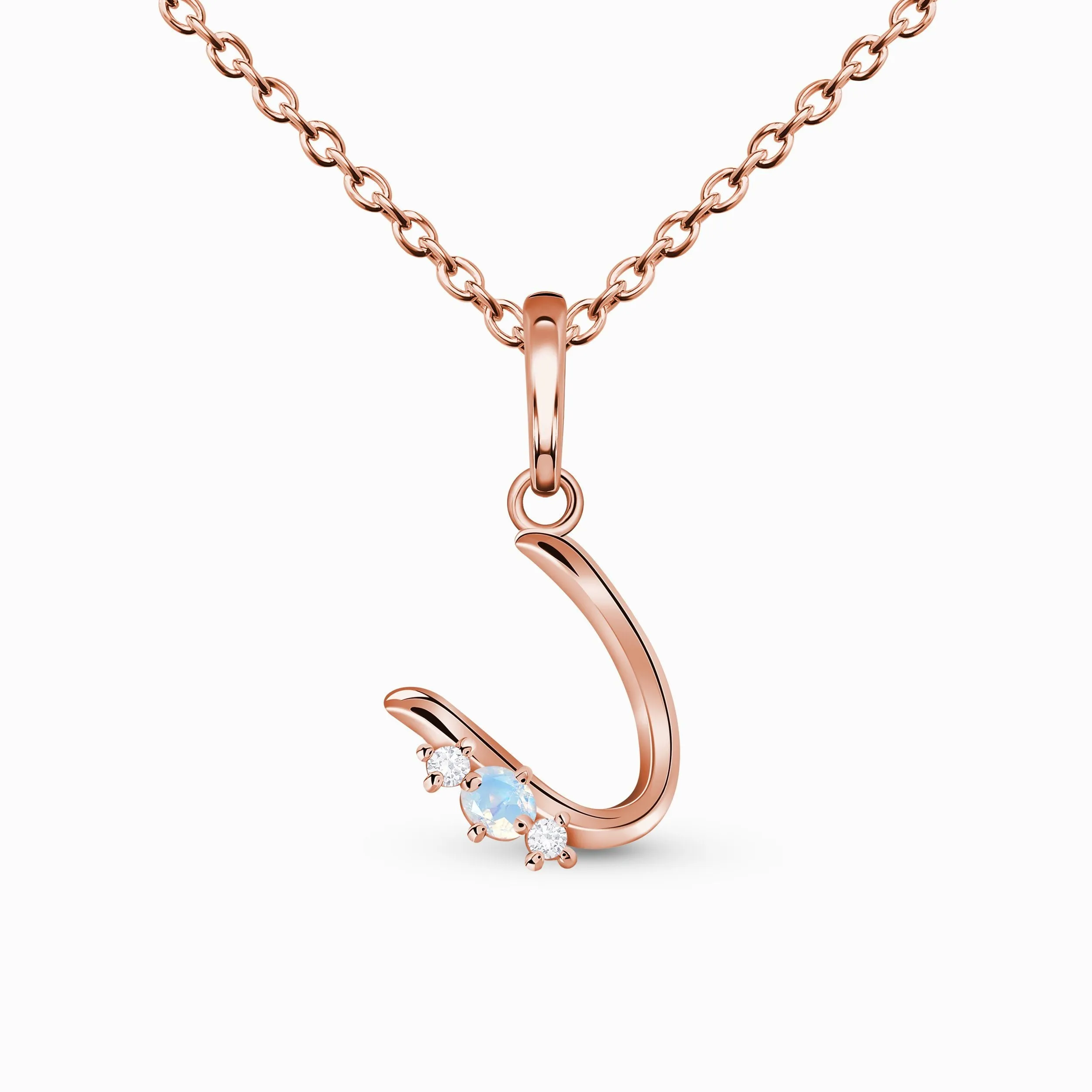 Moonstone Necklace - Lucky Letter U