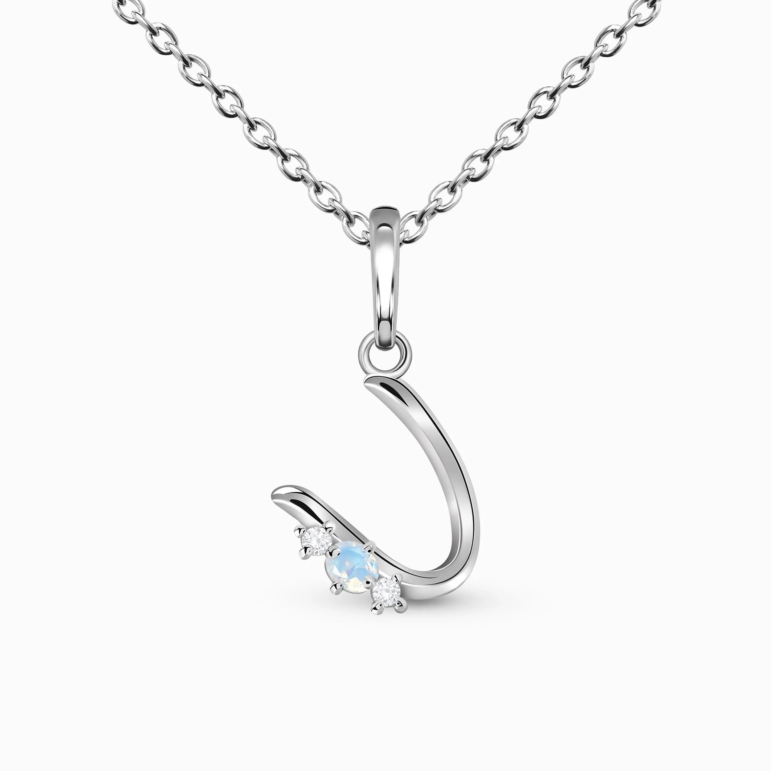 Moonstone Necklace - Lucky Letter U