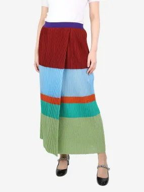 Multicoloured lurex pleated colour-block skirt - size UK 12