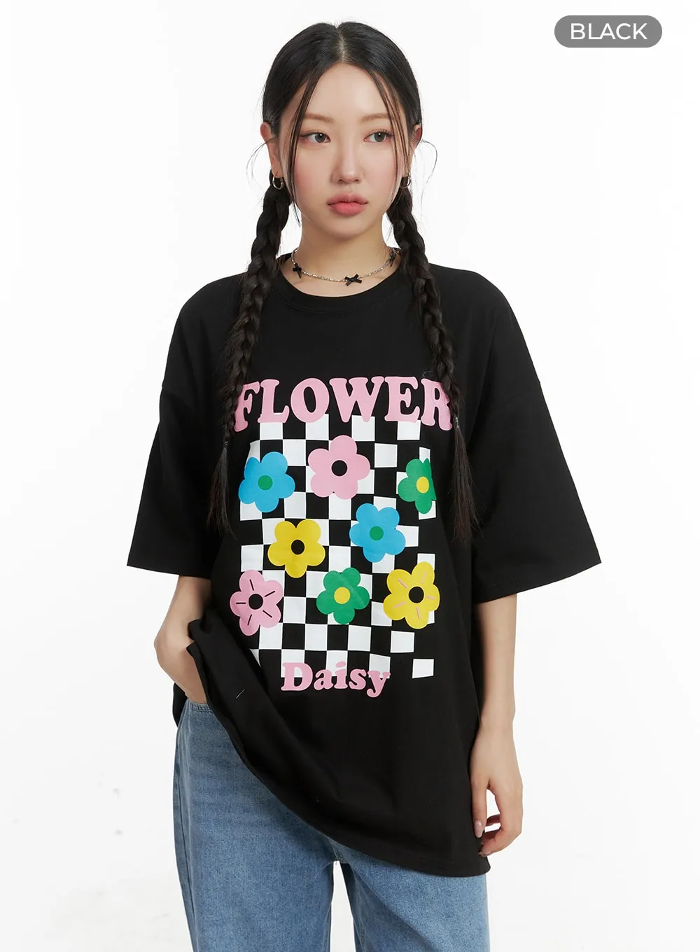 Oversized Flower Graphic T-Shirt OM428