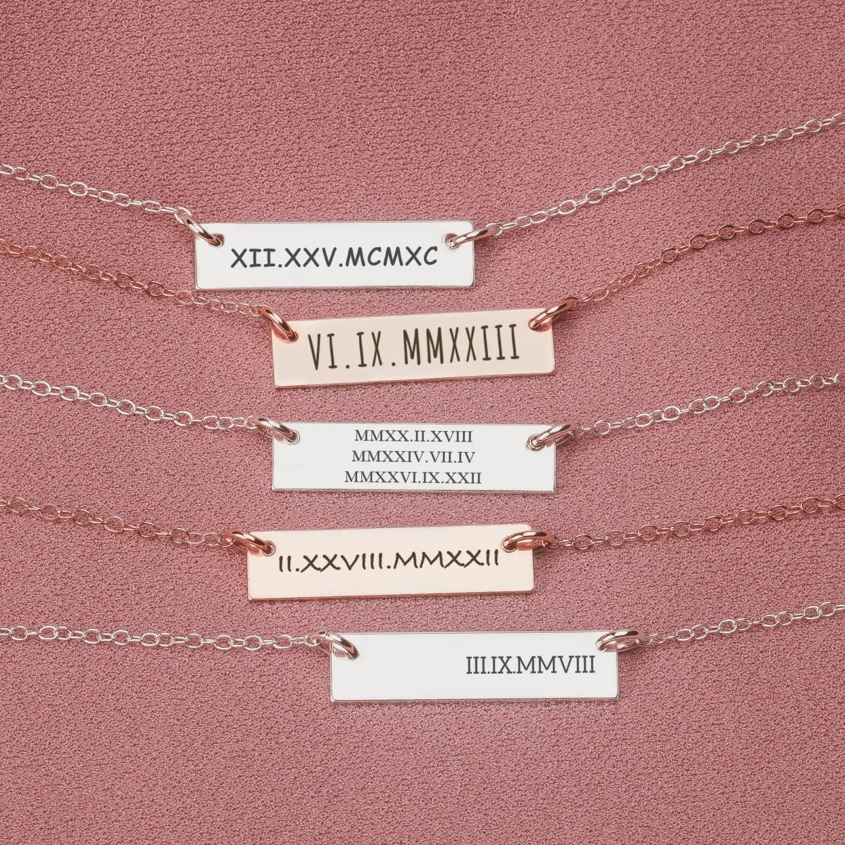 Personalized Roman Numerals Bar Necklace