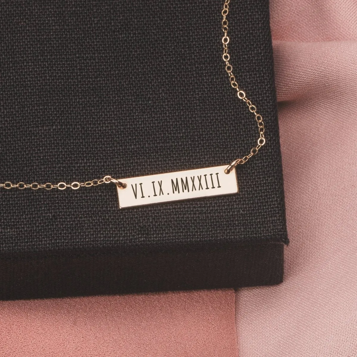 Personalized Roman Numerals Bar Necklace