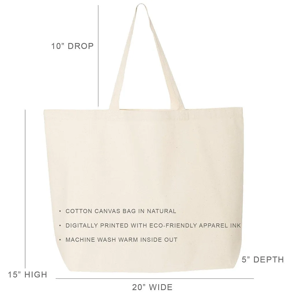 Pi Beta Phi Large Canvas Sorority Tote Bag with Simple Mod Design