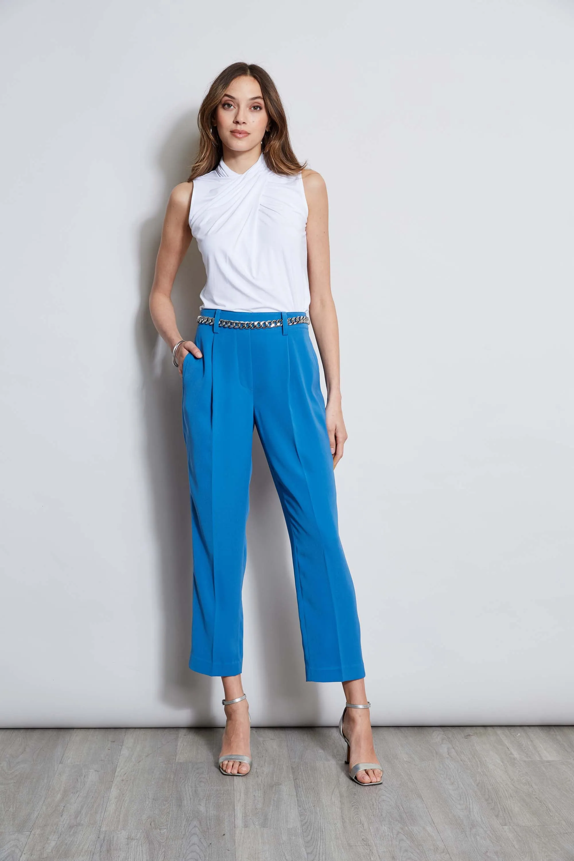 Pleated Straight Leg Pant