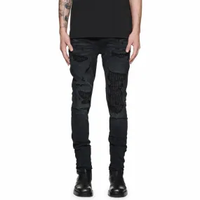 Purple Brand Lurex Repair Overdye Denim (Black) P001-LXBO423