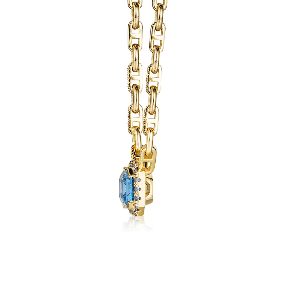 "Aqua Earth Conservation Champion" Aquamarine and Sapphire Necklace