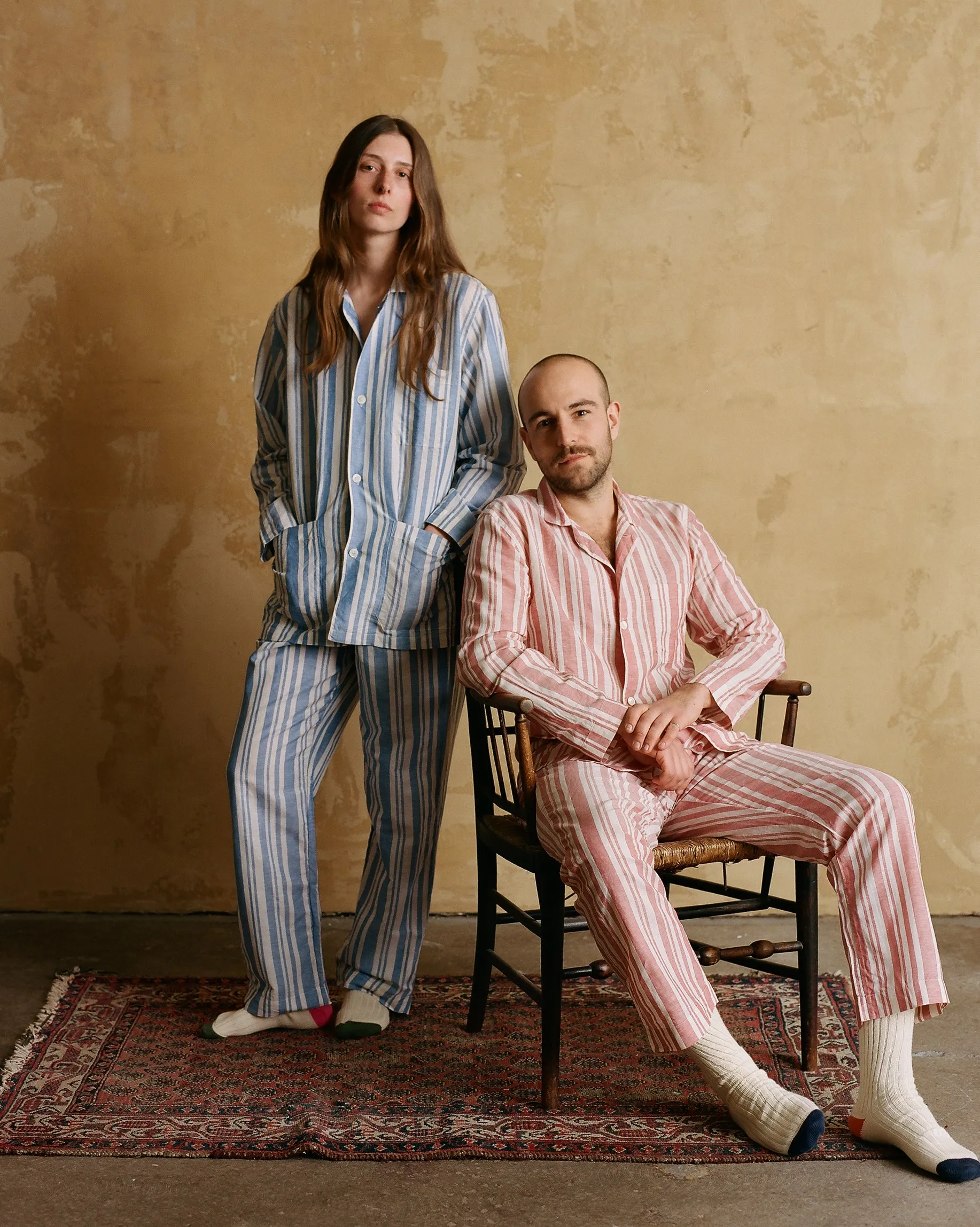 Red and White Stripe Linen Pyjama Set