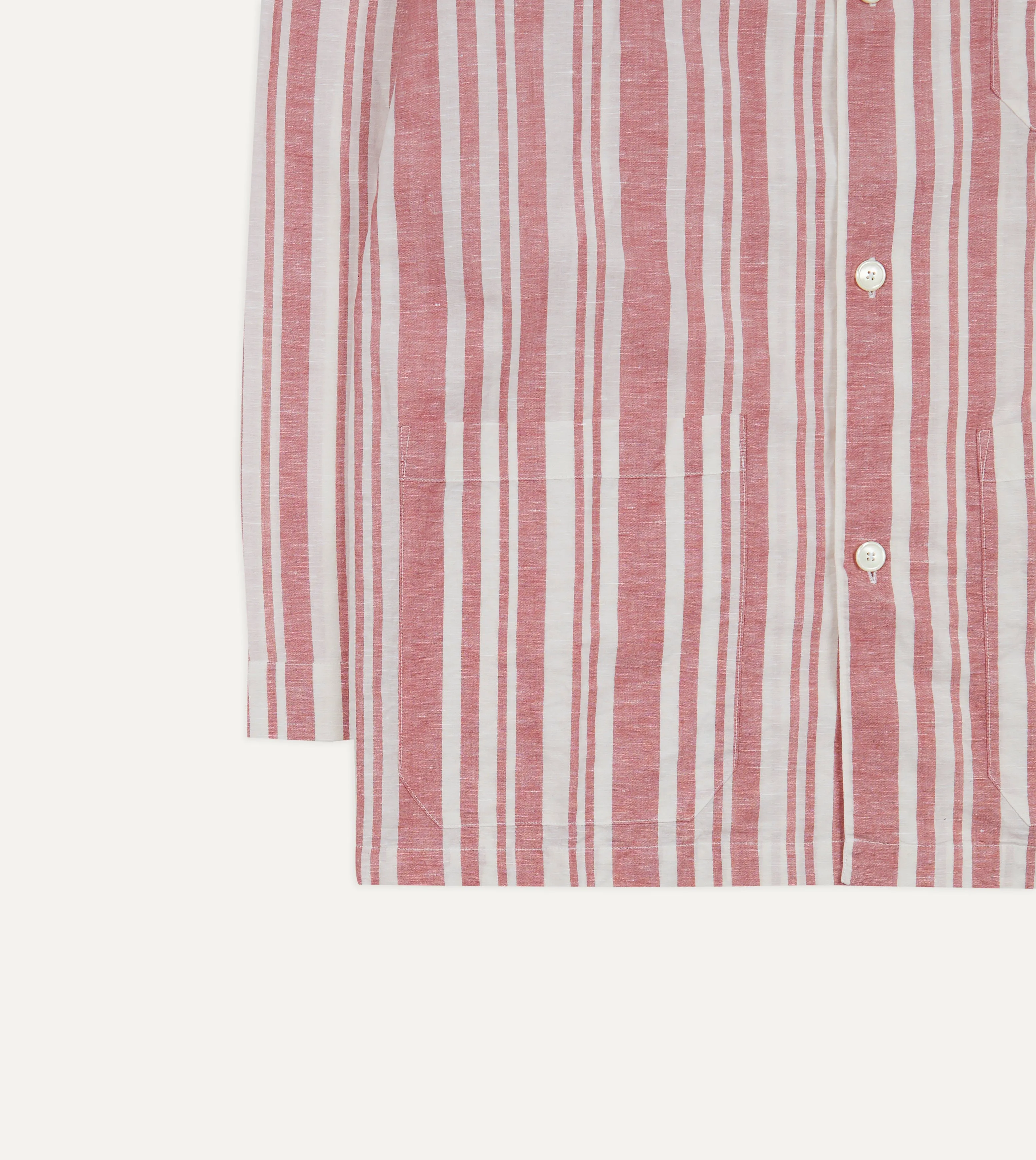 Red and White Stripe Linen Pyjama Set