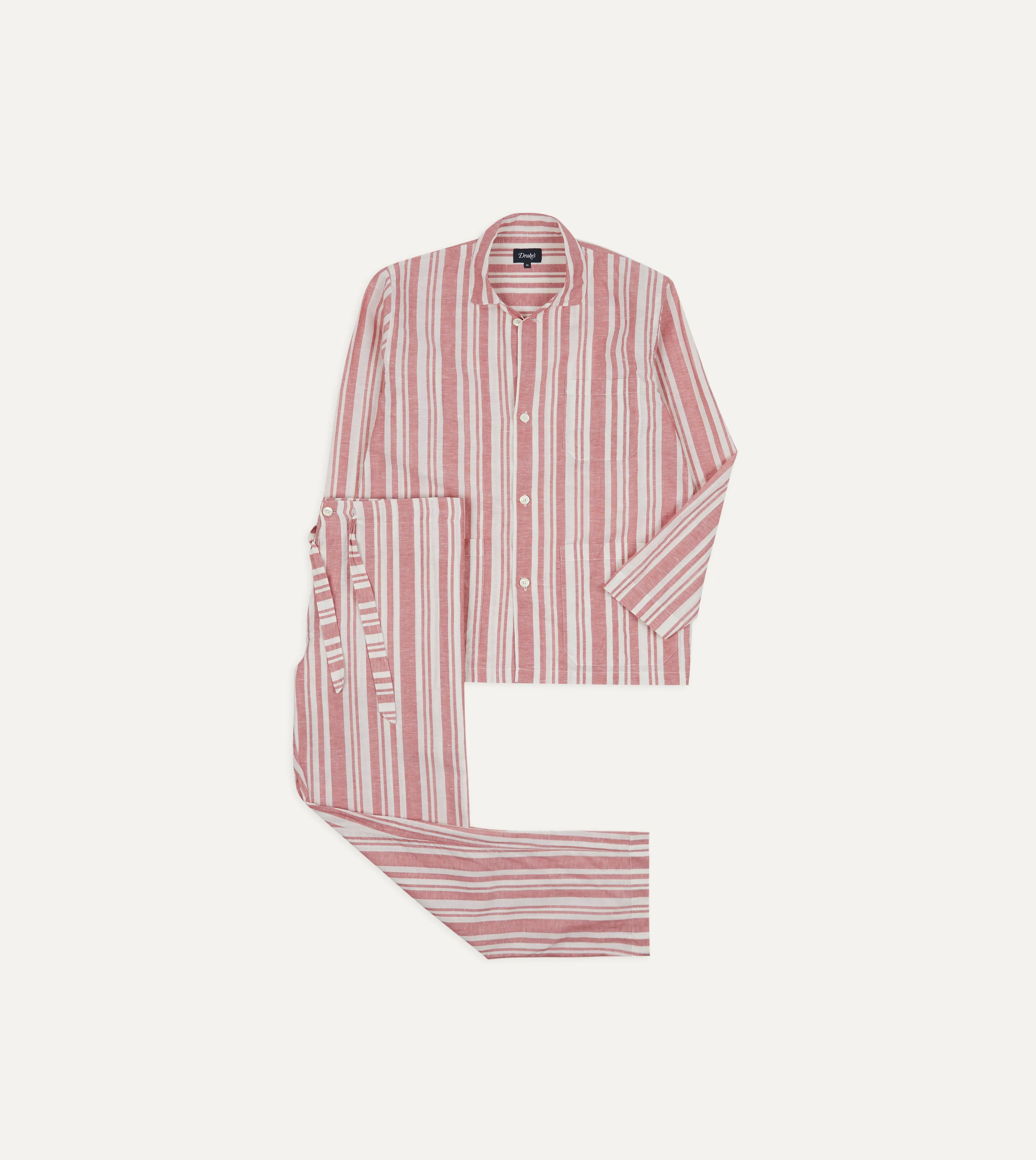 Red and White Stripe Linen Pyjama Set