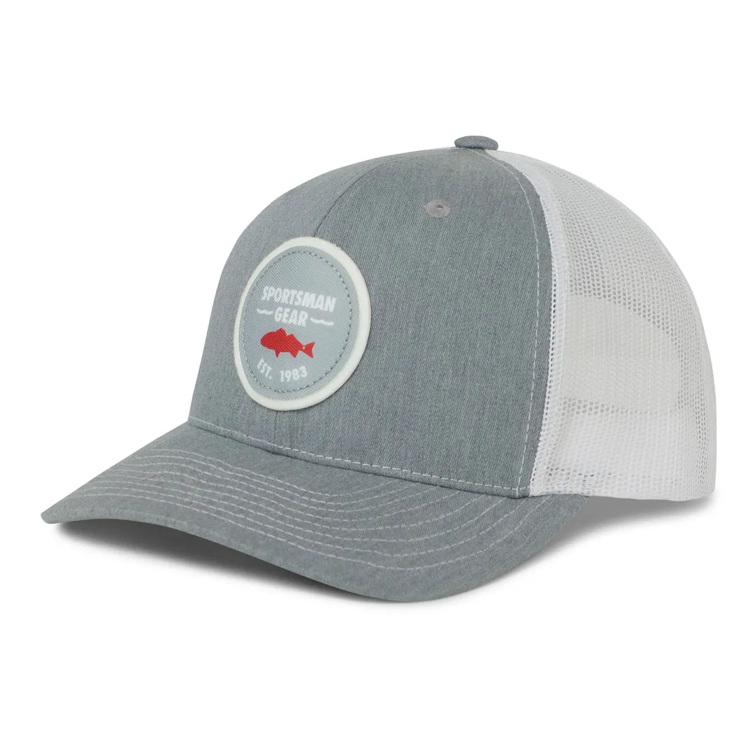 Redfish Patch Snapback Fishing Hat - Heather Grey/White