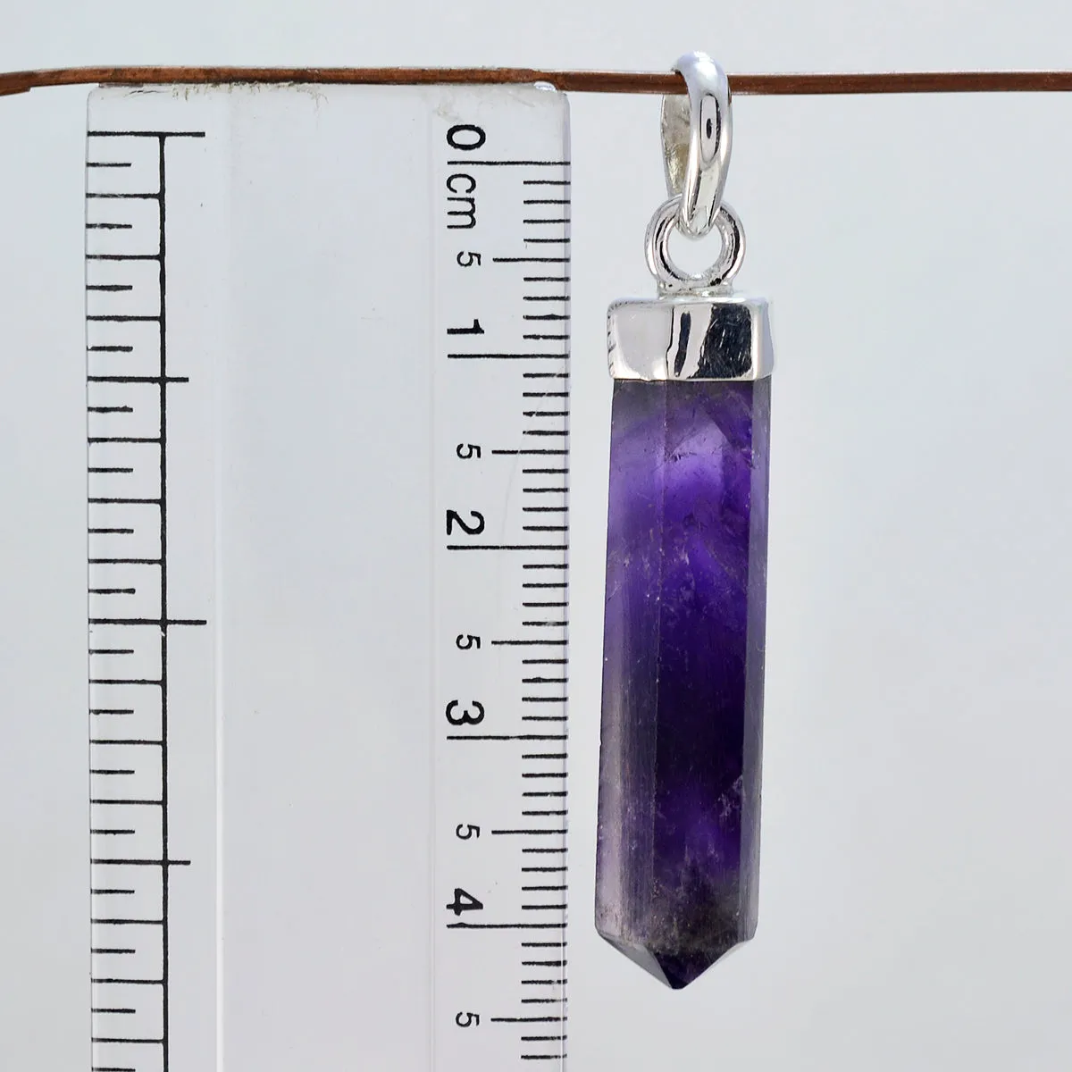 Riyo Comely Gemstone Fancy Faceted Purple Amethyst Sterling Silver Pendant Gift For Women