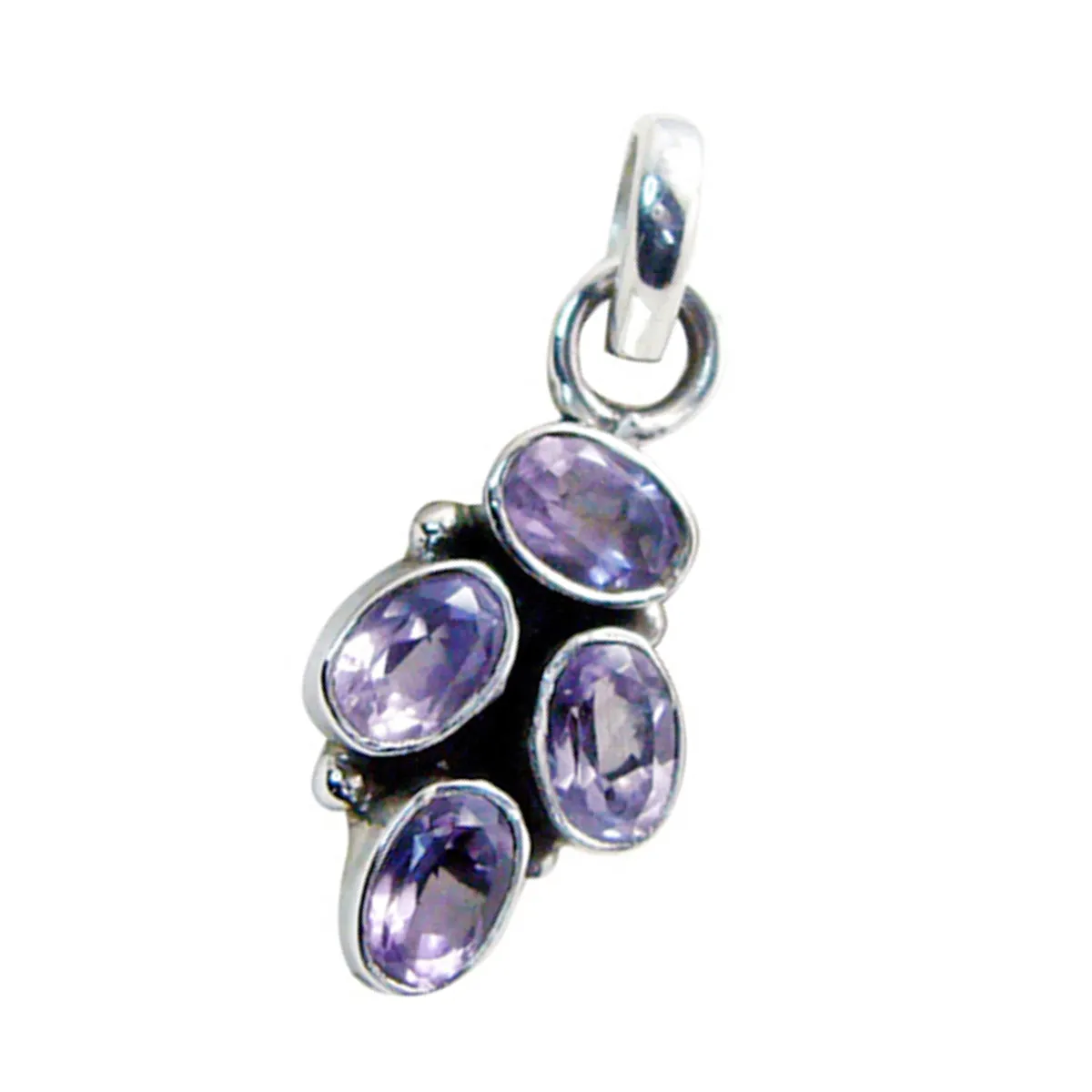 Riyo Foxy Gemstone Oval Faceted Purple Amethyst Sterling Silver Pendant Gift For Friend