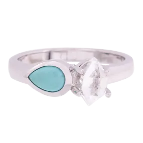 Signature Herkimer Diamond and Turquoise Teardrop Ring