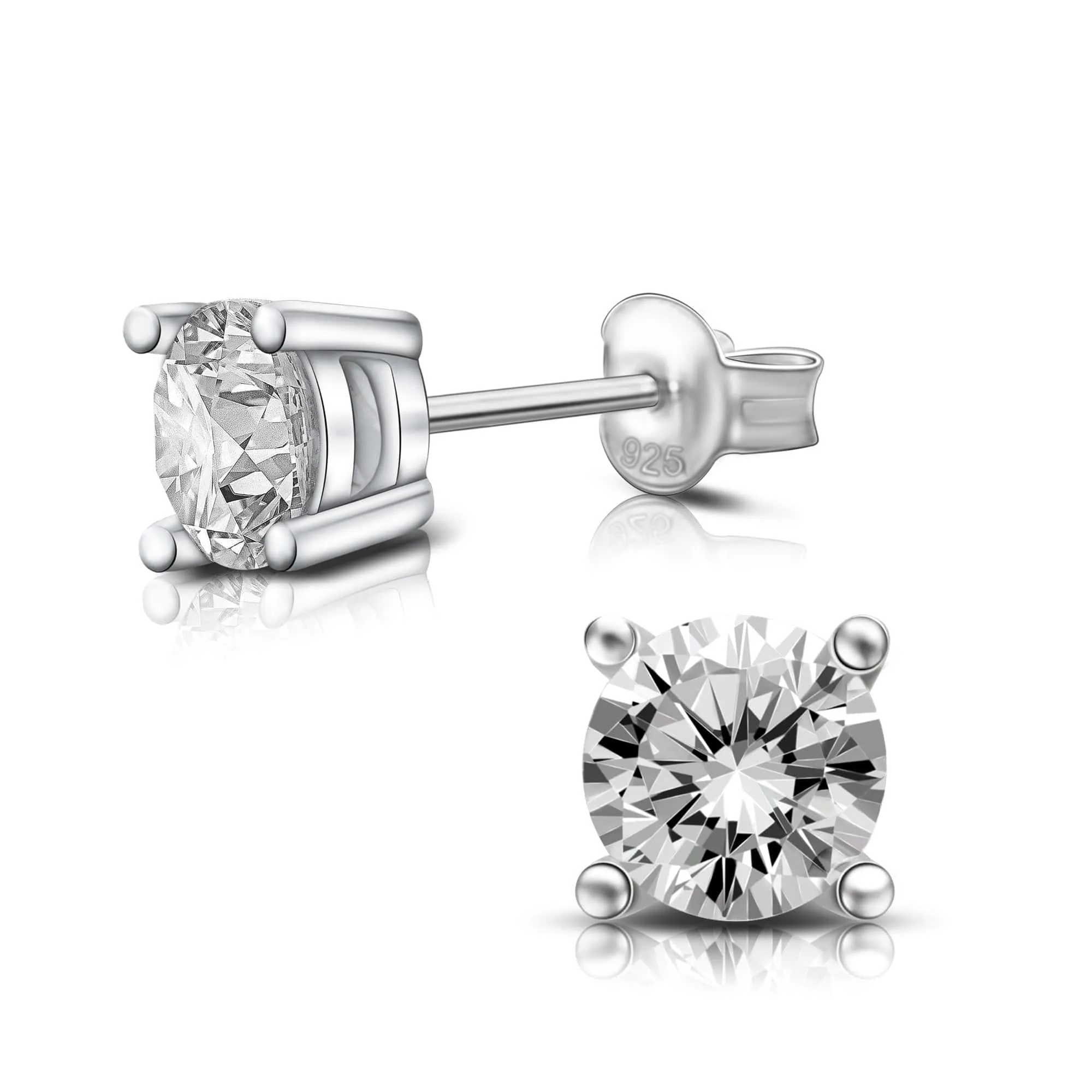 Simple CZ Sterling Silver Stud Earrings