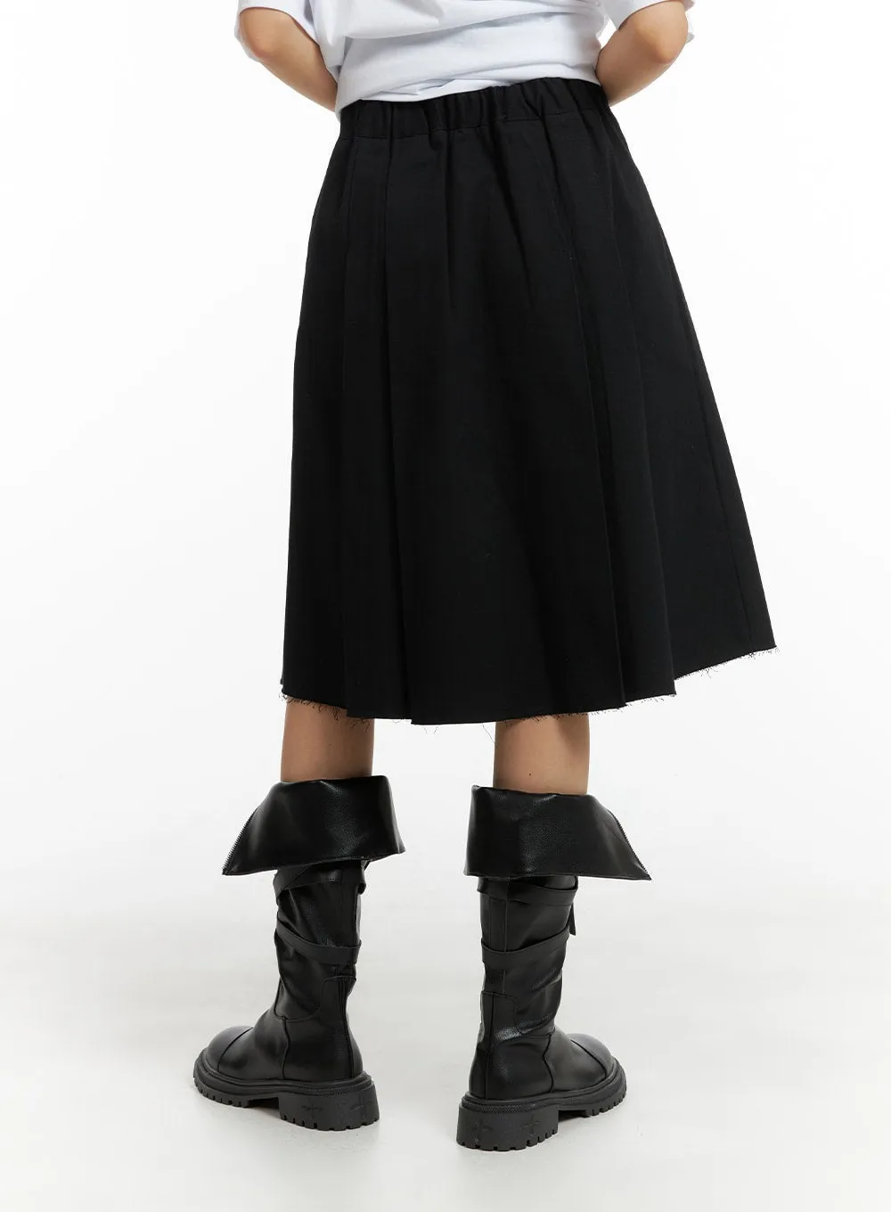 Solid Pleated Midi Skirt CM406