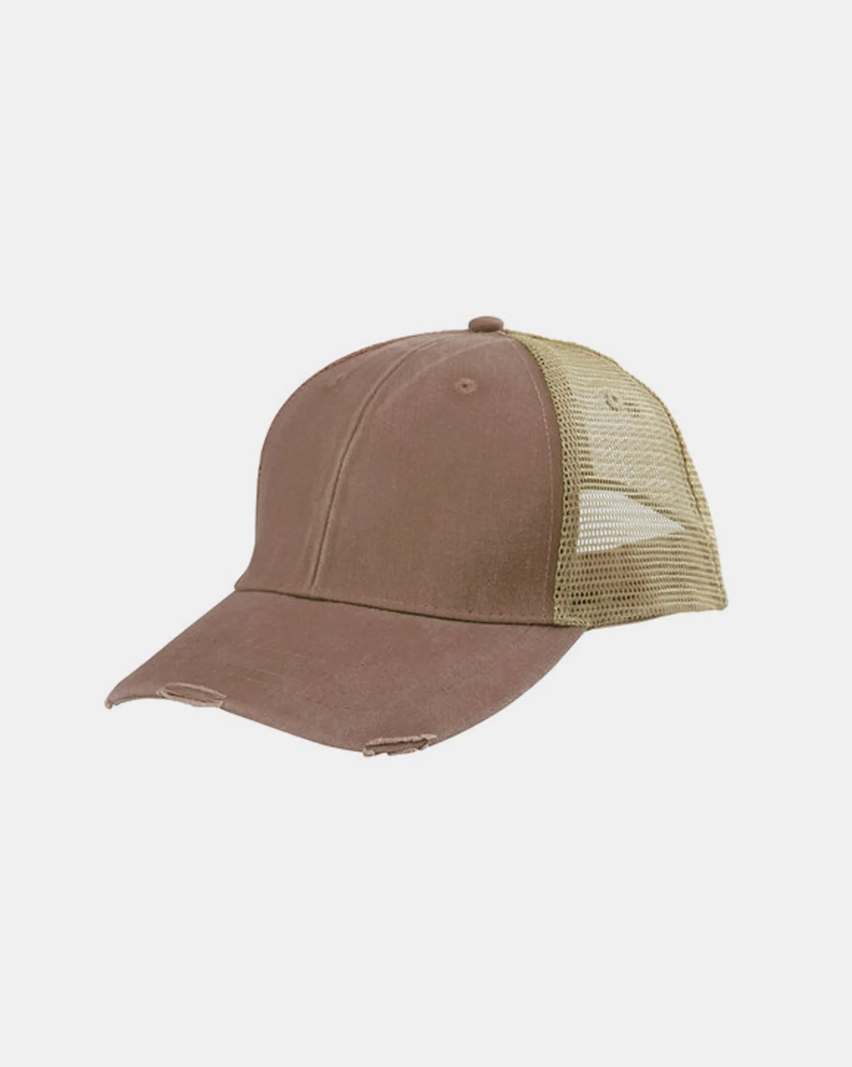 Split Tree Brown & Tan Distressed Trucker Hat