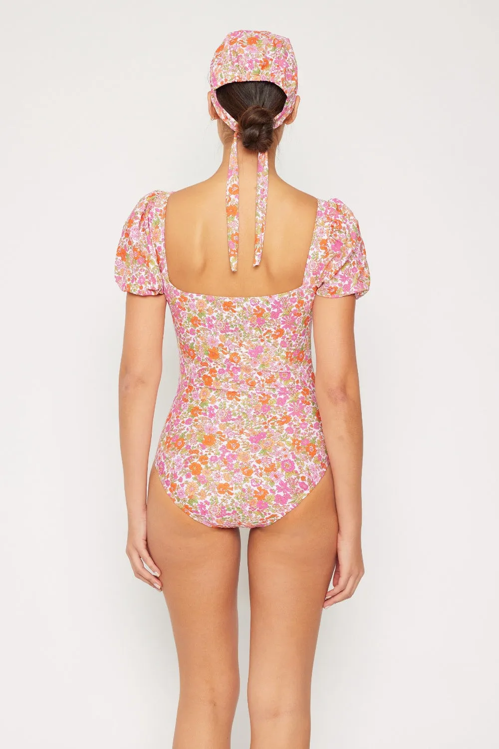 Sunset and Swim  Marina West Swim Floral Puff Sleeve One-Piece