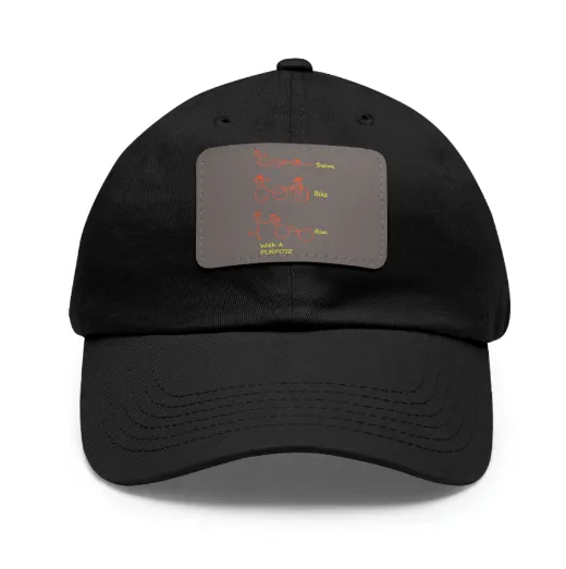 Swim, Bike Run with a Purpose- Unisex Hat with Leather Patch, SuperMi