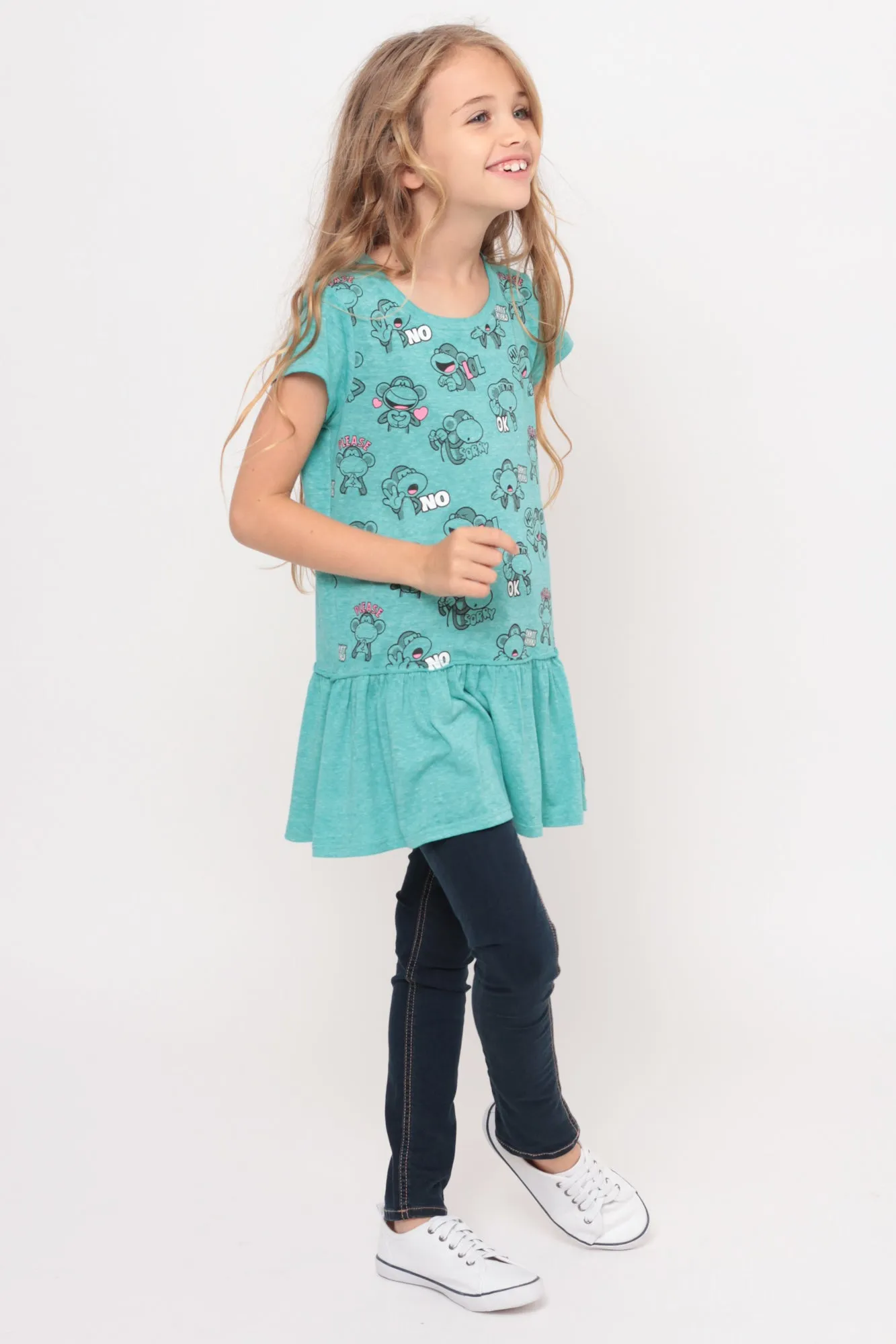 Total Attitude | Ruffle Bottom Top - Aqua