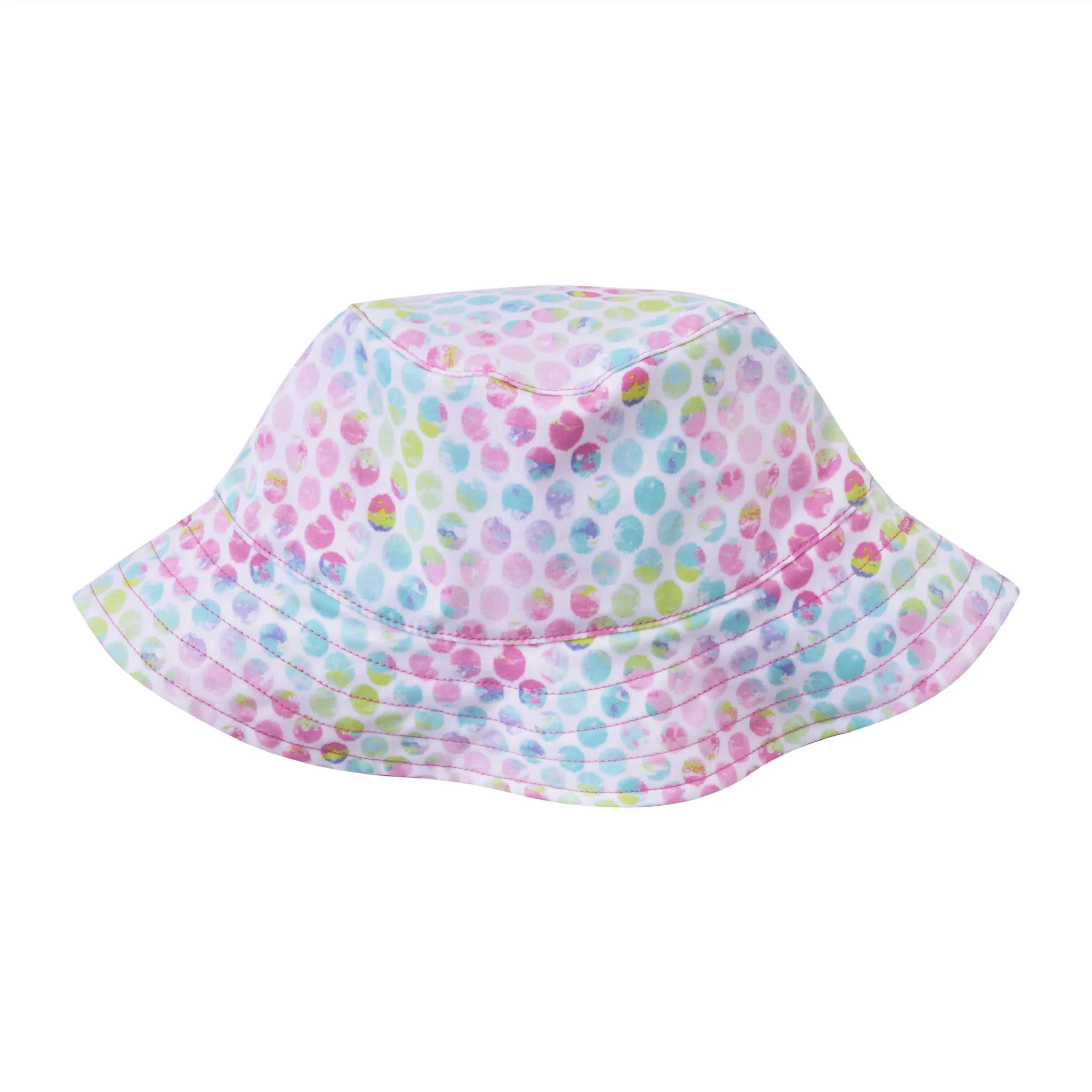 UPF 50  Reversible Tie Dye Dotted Bucket Hat (Size 2-4 Years) | Blue Pink