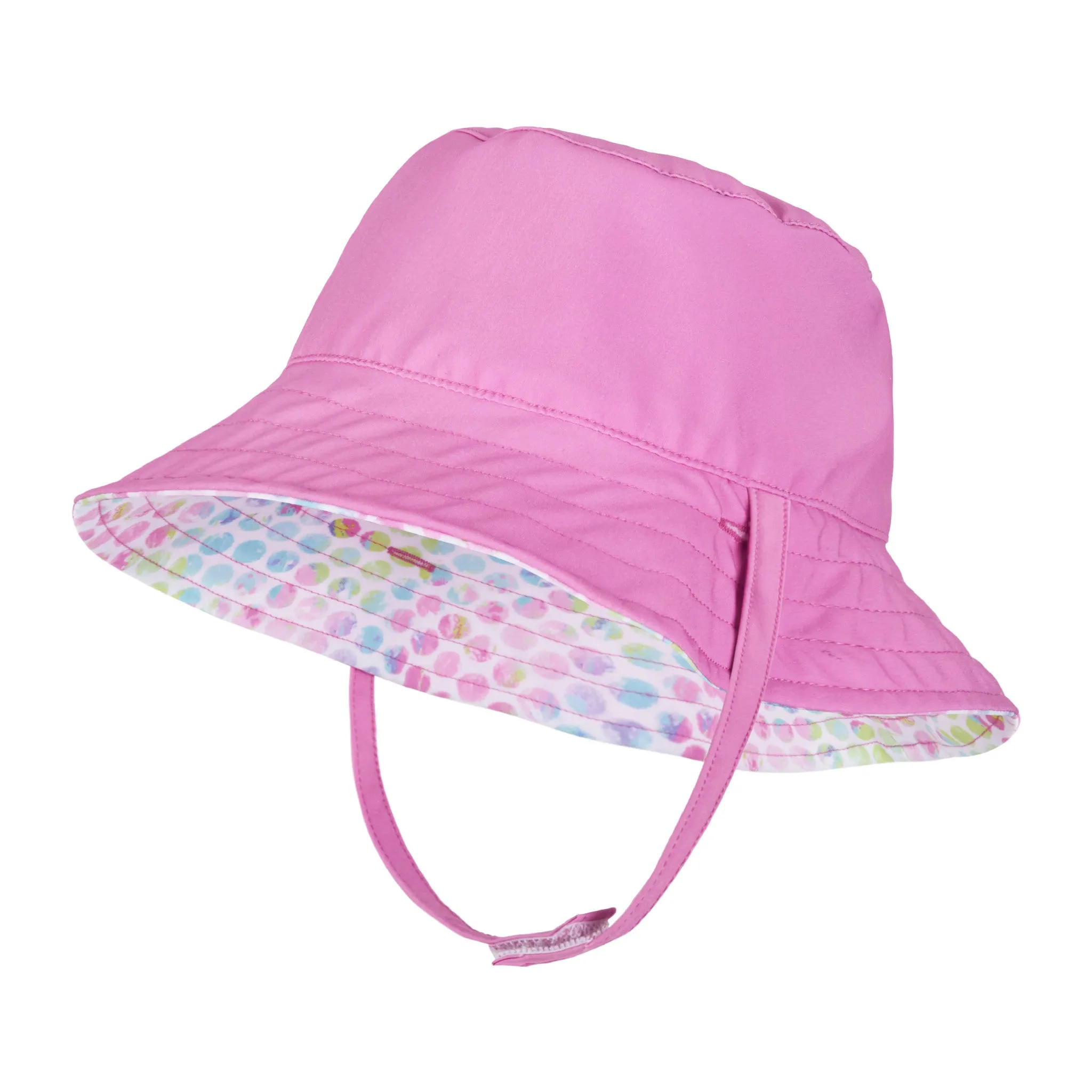 UPF 50  Reversible Tie Dye Dotted Bucket Hat (Size 2-4 Years) | Blue Pink