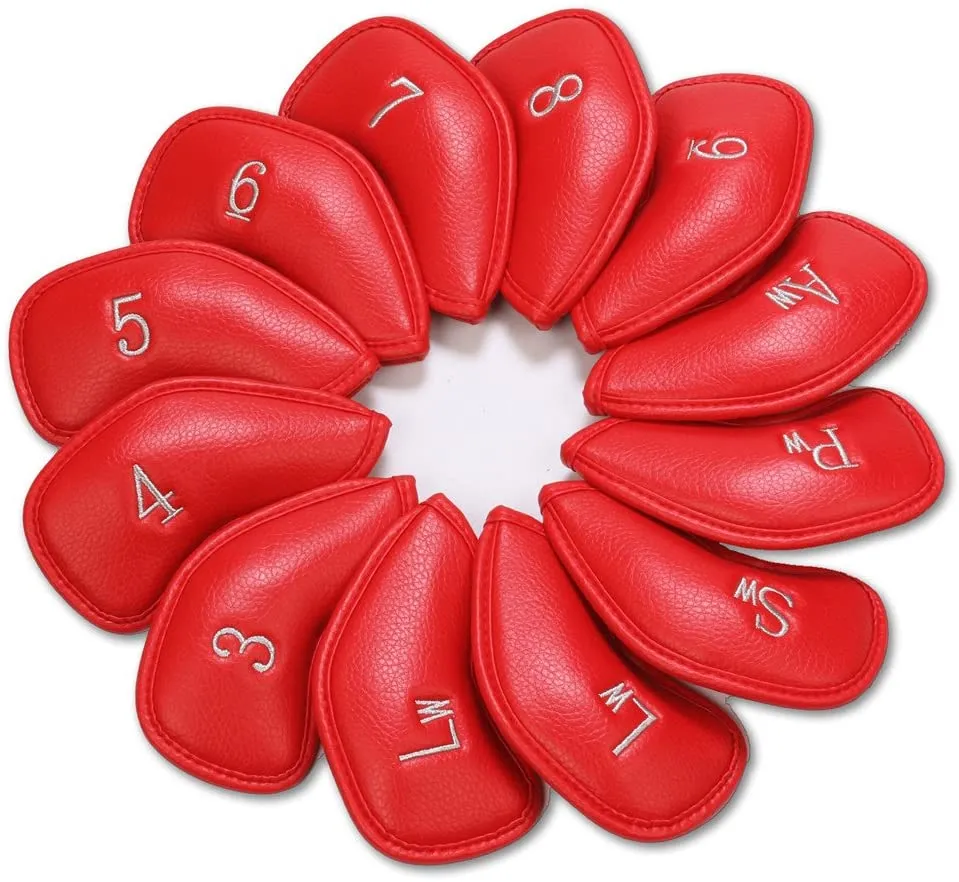 Volf Golf Red Synthetic Leather Iron Covers Set