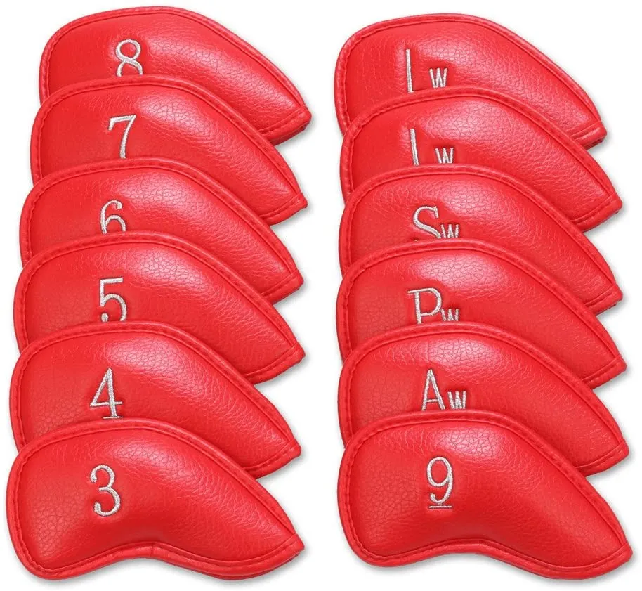 Volf Golf Red Synthetic Leather Iron Covers Set