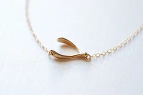 Wholesale Gold Sideways Wishbone Necklace - Lucky wishbone necklace, Gold Wishbone Necklace, Simple Dainty Jewelry by HeirloomEnvy