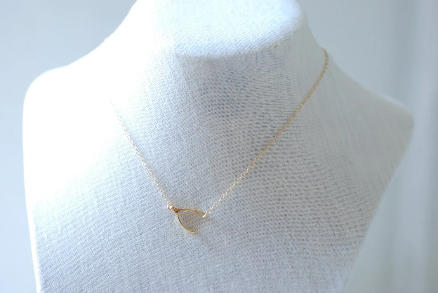 Wholesale Gold Sideways Wishbone Necklace - Lucky wishbone necklace, Gold Wishbone Necklace, Simple Dainty Jewelry by HeirloomEnvy